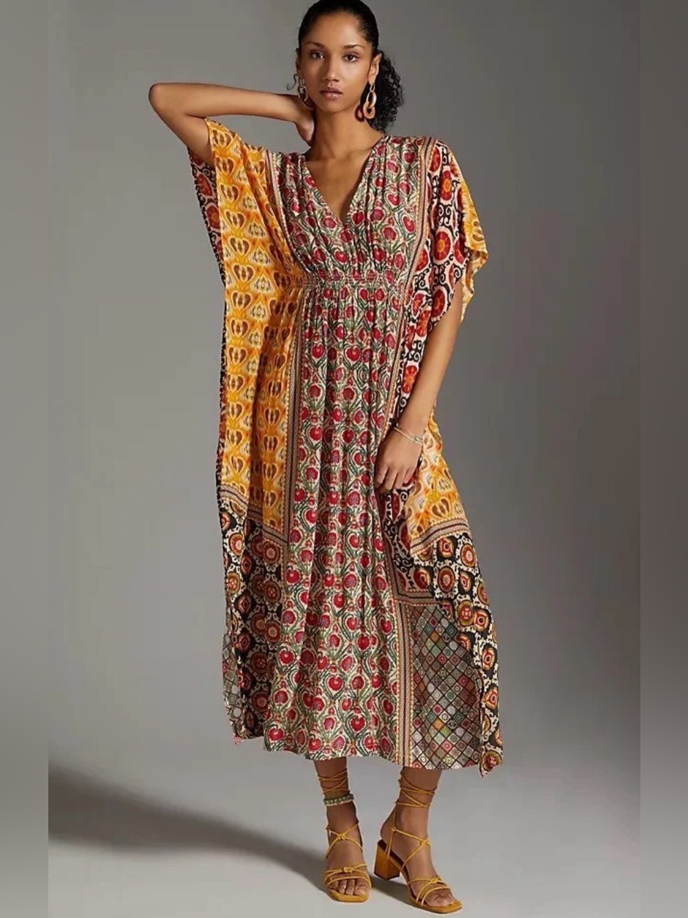 NWT Anthropologie Rujuta Sheth Kaftan Dress Flowy Maxi Beach Bohemian-One Size